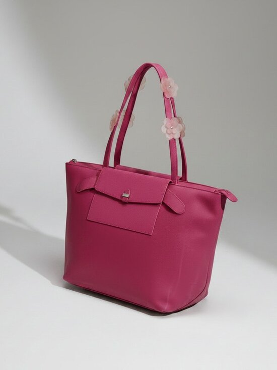 Tumi Handbags - NWT TUMI Foldable Tote Fuchsia Pink Nylon Leather Trim Packable Travel Bag